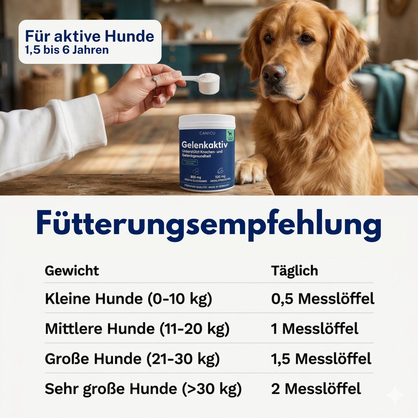 Gelenkaktiv – Präzise Unterstützung für gesunde Knochen & Gelenke bei Junghunden (18 Monate – 6 Jahre)